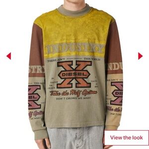 Diesel Green, Yellow, and Brown Long Sleeve Tee XL